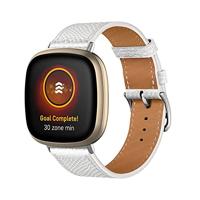 Fitbit Versa 3/4 & Sense 1/2 leren bandje - Wit - thumbnail