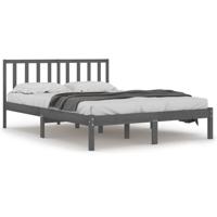 Bedframe massief grenenhout grijs 200x200 cm - thumbnail