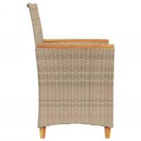 Tuinstoelen 2 st met kussens poly rattan en massief hout beige - thumbnail