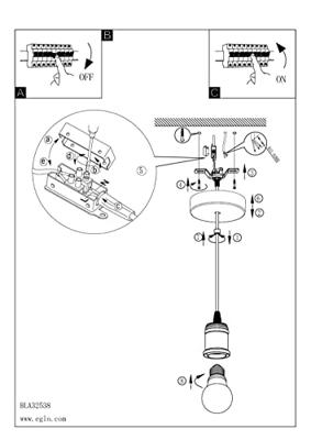 Eglo HanglampYorth pendel koperbruin met zwart wit snoer - 32542