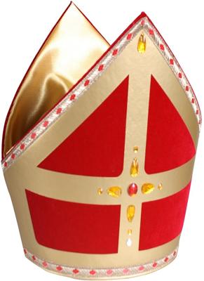 Mijter TV-Sint luxe Stefan katoen fluweel rood