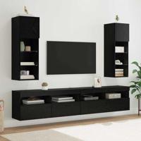 Wandgemonteerde TV-kasten 2 pcs Zwart Eiken 30,5 x 30 x 90 cm - thumbnail