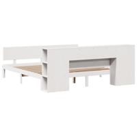 Bed met boekenkast zonder matras grenenhout wit 200x200 cm - thumbnail