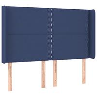 Hoofdbord met randen 147x16x118/128 cm stof blauw - thumbnail