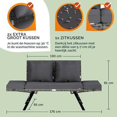 Solar tuinlamp wicker hoogte 50cm