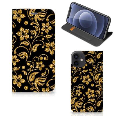 iPhone 12 Mini Smart Cover Gouden Bloemen