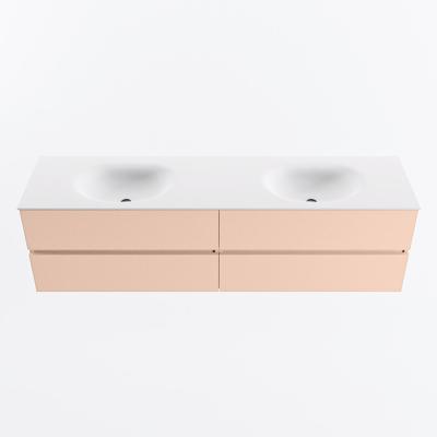 MONDIAZ VICA 180cm badmeubel onderkast Rosee 4 lades. Wastafel MOON dubbel zonder kraangat, kleur Talc.