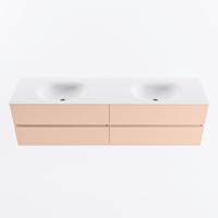 MONDIAZ VICA 180cm badmeubel onderkast Rosee 4 lades. Wastafel MOON dubbel zonder kraangat, kleur Talc. - thumbnail