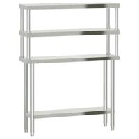 VidaXL Keukenwerktafel met bovenschap 110x30x150 cm roestvrij staal - thumbnail
