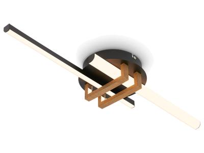 Briloner LED-plafondlamp (2 staven, Hout, zwart)