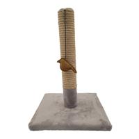 Tyrol Krabpaal voor katten, 42 cm, krabpaal van sisal en duurzaam polyester, eenvoudige vorm met vogelspeelgoed, kattenkrabber in modern design, kleur lichtgrijs, 30 x 30 cm - thumbnail
