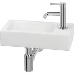 Saqu Trento fonteinset met chromen kraan hendel rechts mat wit keramiek