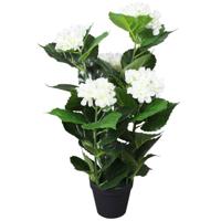 VidaXL Kunst hortensia plant met pot 60 cm wit - thumbnail