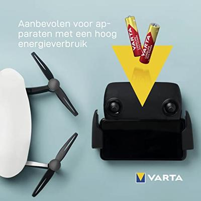 Varta Longlife Max Power AAA Micro LR03 Batterij (verpakking met 4 stuks) Alkaline Batterijenideaal voor speelgoed en dagelijks gebruikte apparaten, rood