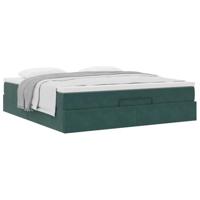 Ottoman bed met matras 160x200cm fluweel donkergroen - thumbnail