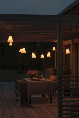 Konstsmide 2333-830 Lichtketting Buiten Energielabel: G (A - G) werkt op het lichtnet Aantal lampen 10 LED Barnsteen Verlichte lengte: 9.15 m Dimbaar,