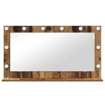 VidaXL Schmink spiegel rechthoekig oudhout 100 x 55 x 18 cm