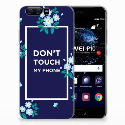 Huawei P10 Silicone-hoesje Flowers Blue DTMP Huawei P10 Silicone-hoesje Flowers Blue DTMP