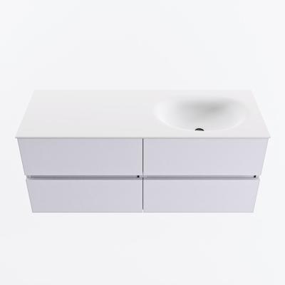MONDIAZ VICA 120cm badmeubel onderkast Cale 4 lades. Wastafel MOON rechts 1 kraangat, kleur Talc.