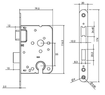 Deurslot pc551535/50 lak