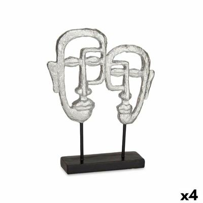 Decoratieve figuren Gezicht Zilverkleurig 27 x 32,5 x 10,5 cm (4 Stuks)