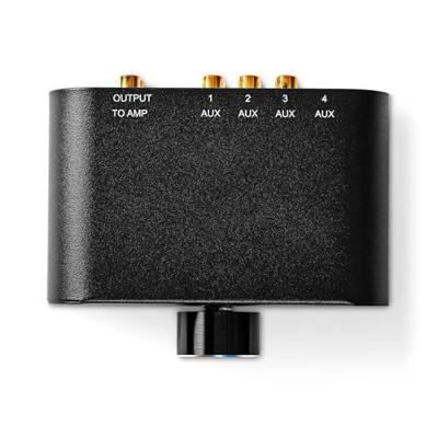 Nedis Analoge Audio-Switch | 4-Poorts poort(en) | Input: 1x 3,5 mm Audio-Input / 3x (2x RCA Female) | Output: 1x (2x RCA Female) | Manueel | Metaal |
