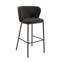 Kave Home Barkruk 'Ciselia' Bouclé, kleur Zwart (zithoogte 75cm) - thumbnail