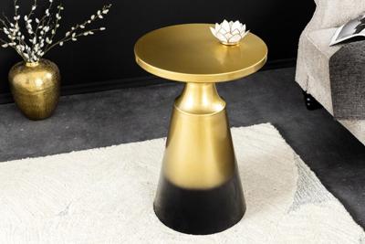 Design bijzettafel ABSTRACT 60cm goud metaal geborsteld patina handgemaakte ronde kolomtafel - 43231