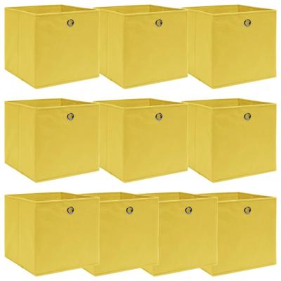 vidaXL Opbergboxen 10 st 32x32x32 cm stof geel vidaXL Opbergboxen 10 st 32x32x32 cm stof geel