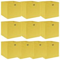 vidaXL Opbergboxen 10 st 32x32x32 cm stof geel - thumbnail