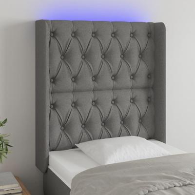 Hoofdbord LED 83x16x118/128 cm stof donkergrijs