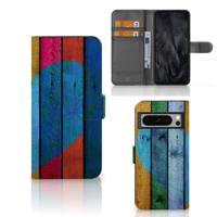 Google Pixel 8 Pro | Book Style Case | Wood Heart - Cadeau voor je Vriend - thumbnail