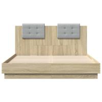 Bedframe met hoofdeinde bewerkt hout sonoma eiken 140x200 cm - thumbnail
