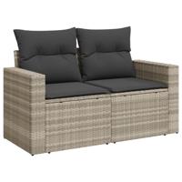 8-delige Loungeset met kussens poly rattan lichtgrijs - thumbnail