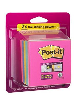 Post-it Super Sticky Notes kubus, 440 vel, ft 76 x 76 mm, geassorteerde regenboogkleuren