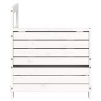 Tuinbank met armleuning en klaptafel massief grenenhout wit - thumbnail