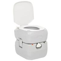 VidaXL Campingtoilet draagbaar 22+12 l hdpe grijs en wit - thumbnail