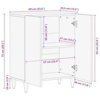 Dressoir 60x33,5x75 cm massief mangohout lichtgrijs - thumbnail
