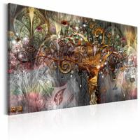 Schilderij - Gouden Boom , goud look, 2 maten, Abstracte afbeelding, voor slaapkamer en woonkamer, Print op echt Italiaans canvas, Wanddecoratie - thumbnail