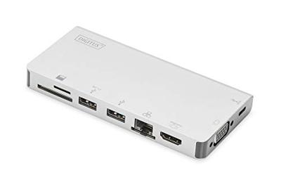 Digitus DA-70866 notebook dock & poortreplicator Bedraad USB 3.2 Gen 2 (3.1 Gen 2) Type-C Zilver
