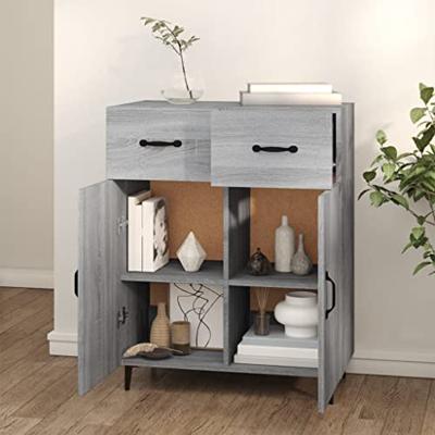 Dressoir 69,5x34x90 cm bewerkt hout grijs sonoma eikenkleurig