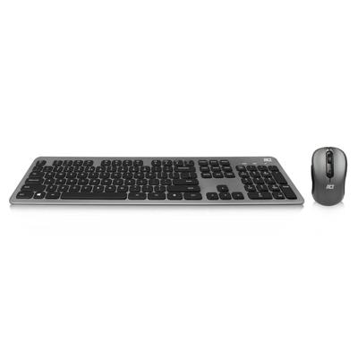 ACT AC5710 Draadloos Toetsenbord + Muis | Set | USB-C/USB-A ontvanger | Qwerty/US layout | Multimedia | Low Profile - Stille Toets | Zwart/Grijs