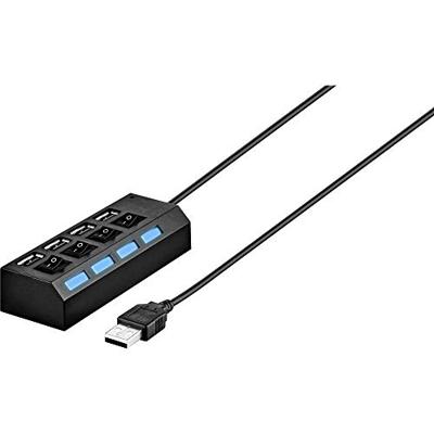 Renkforce USB 2.0-hub 4 poorten Individueel schakelbaar, Met status-LEDs Zwart - thumbnail