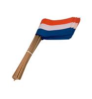 Papieren zwaaivlaggetjes op stokje Holland (50st) - thumbnail