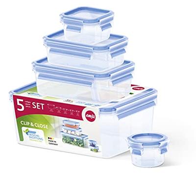 Emsa Clip & Close vershoudbakjes, 5-delige set, 0,2 / 0,55 / 1,0 / 1,2 / 2,2 L doos