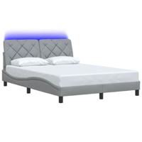 Bedframe met LED zonder matras stof 140x200 cm lichtgrijs - thumbnail