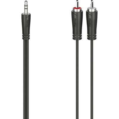 Hama Audiokabel, 3,5-mm-jack-stekker - 2 cinch-stekker, stereo 1.5m Mini jack kabel Zwart