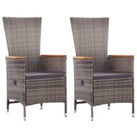 Tuinstoelen 2 st met kussens poly rattan grijs - thumbnail