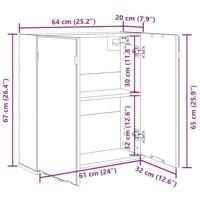 Badkamerspiegelkast Zwart eiken 64 x 20 x 67 cm Bewerkt hout - thumbnail