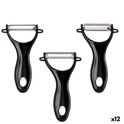 Fruit- en Groentenschiller Kinvara Zwart Roestvrij staal Polypropyleen 9 x 20 x 3,5 cm 10,2 x 20 x 3,5 cm Set (12 Stuks)